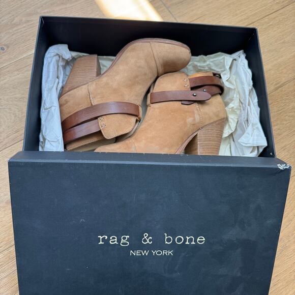 Rag & Bone Harrow Suede Ankle Boots Block Heel Camel EU 38/ 8 US - Picture 15 of 15